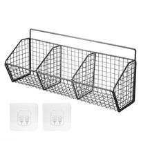 1/2/3 skyrių prie sienos montuojamas virtuvės lentynos organizatorius metalinis stovas sandėliuko laikymas česnako imbiero krepšys anglinio plieno pakabinamas vielinis krepšys 3 grid Black