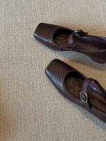 Black versatile genuine leather single-strap Mary Jane shoes for women, French innerwear ballet-style square-toe flats 40 ruda