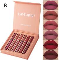 6pcs/Set Sexy Velvet Not Easy To Dip the Cup Matte Liquid Lipstick Waterproof Long Lasting Nude Lip Gloss Kit