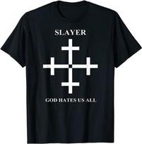 Unisex shirt Cotton Oversize Large Size Slayer God Hates Us All Cross T-Shirt XXXL black