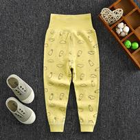 Spring and Autumn Children's Cotton Long Trousers, Baby High-waisted Belly Pants, Baby Open-file Pants, Boys and Girls Leggings 73 beige