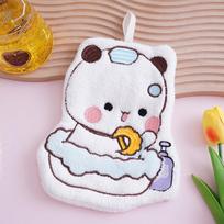 New Kawaii Cartoon Hand Towel Bubu Dudu Double Layer Bathroom Hand Cloth Coral Velvet Hanging Towel Wipe Cloth white