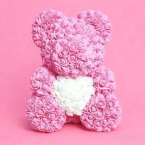 Eternal flower rose bear to give girlfriend Qixi Festival Valentine's Day gift birthday gift creative doll bouquet ornament Big bear [40cm] pink