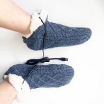 USB elektriniai šildomi kojinės - Žiemos namų pėdų apsauga ir šildymas One Size (24-28 cm) tamsiai mėlyna spalva