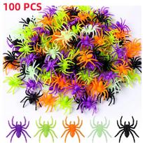 100Pcs Realistic Plastic Spiders - Fake Halloween Prank Props, Mini Creepy Crawlers For Decor & Photobooth Toys black