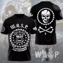 Marškinėliai Vintage WASP Rock Hip Hop 3D Spausdinti Neutralūs Marškinėliai Pavasariniai Retro Gatvės Trumpomis Rankovėmis Harajuku Laisvalaikio Amerikietiški Viršutiniai M white