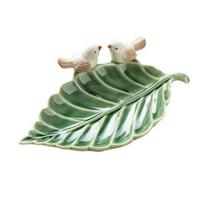 Yousheng Cute Bird Tray, Ceramic Dessert Plate, 2 in 1 Jewelry Ring Tray And Trinket Dish, Handmade Soap Holder, Home F beige
