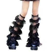 Women's Leg Warmer Sweet Ruffle Lace Leg Sleeves Summer Thin Leg Sleeves Gift juoda