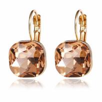 Trendy Square Crystal Drop Earrings for Women Wedding Party Shiny Jewelry Golden Pink Green Blue Geometry Dangle Earrings beige