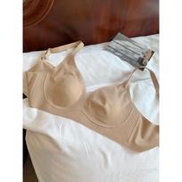Women Ultra Thin Seamless Wireless Rabbit Ear Cup Bra For Large Bust Anti Sagging 2XL smėlis