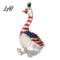 Transparent Amber Bottle Goose Shaped Whiskey Decanter 3D Animal Glass with Stopper Light Refracting Liquor Novelty Wine Dispenser for Home C white