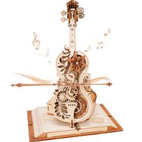ROBOTIME 3D Wooden Puzzle Toy DIY Music Box Model Kit No Batteries Automatic Playing Mechanical Puzzle Craft Educational Toy for and Adults Perfect beige