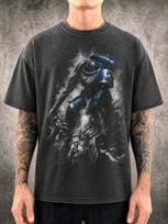 Titus Warhammer 40k Action Mineral Washed Graphic Shirt | Heavyweight Oversized Tee | Vintage Streetwear 100 black