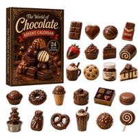 Chocolate-Themed 2D Flat Christmas Advent Calendar Gift Box for Holiday Countdown One Size black