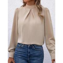 Women's Satin Shirt Spring/summer New Fashionable Long Sleeved Blouses & Shirts S abrikosas