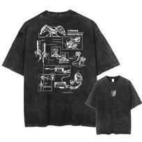 Attack on Titan Anime Acid Washed T Shirt 100% Cotton Short Sleeves Streetwear Tops Vintage Manga Fashion Oversized Tees for Men 4XL gray