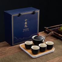 Portable travel tea set Xiaokang bubble lazy automatic tea making artifact ceramic business gift blue