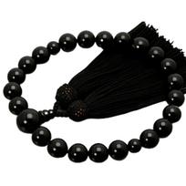 Men's Buddhist Prayer Beads, 22 Black Onyx Beads with Silk Tassel, Suitable for All Sects, Ideal for Informal Funerals, Buddhist Altars, and Buddhist black
