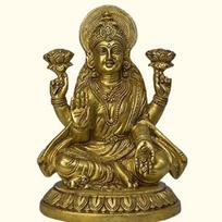 Ashtadhatu Shri Maha Lakshmi Idol, Laxmi Mata Murti 8 Metals, Brass, Gold -11 Cm brown