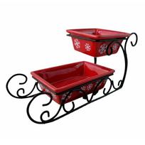 Christmas ceramic sled storage small pull cart candy plate ins ornament decoration creative snack plate small trailer Ceramic sleigh trolley brown
