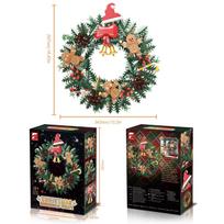 Non-Toxic 1159Pcs Christmas Gingerbread Man Garland Building Blocks Bell Candy Cane Pine Cone Garland Model Bricks Holiday Deco Kids Toys black