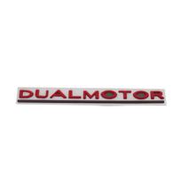 3D Premium DUAL MOTOR Pabrėžtos raidės automobilio variklio dangčiui Sparnui bagažinei Galinei lipduko emblemai Ženkliukui Lipdukas metal-red white