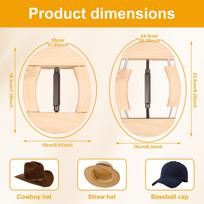 Repacego 4 Way Wood Cowboy Hat Stretcher Versatile Baseball Hat Shaper Cap Shape Maintainer Premium Fedora Hat Rack for Home beige