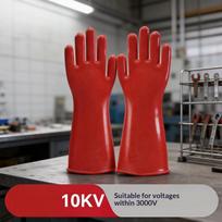 Profesionalios izoliuotos guminės pirštinės 10KV 12KV Apsauginės pirštinės nuo elektros iškrovos elektrikams, įrangos montuotojams 10KV red