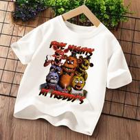 2026 Cartoon Five Nights At Freddys Kids T-shirts FNAF Graphic T-shirt Children Casual Sports Tops Short Sleeves Kids Clothing 130 white