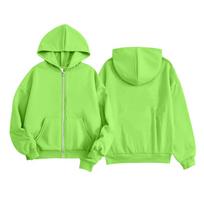Girls' Lightweight Zip Up Hoodie with Pockets Long Sleeve Color Casual Top for Everyday Wear 120 green