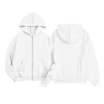 Girls' Lightweight Zip Up Hoodie with Pockets Long Sleeve Color Casual Top for Everyday Wear 150 balta