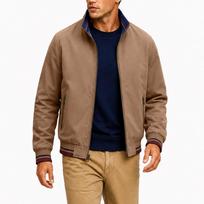 Men's Reversible Casual Jacket with Stand Collar for Business Daily Wear Spring and Fall XL chaki