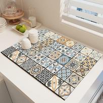 30X40Cm Retro Floral Tile Diatomite Drainage Mat Quick Water Absorb Heat Resistant Non Slip Table Pad For Kitchen Home Decor A78 gray