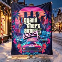 Grand Theft Auto VI rašto pledas namų dekoravimui, lovai, sofai, kelionėms automobiliu, stovyklavimui, tinkamas visiems sezonams, gimtadienio Kalėdų dovana 80cmx120cm white