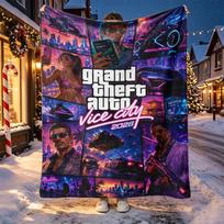 Grand Theft Auto VI rašto pledas namų dekoravimui, lovai, sofai, kelionėms automobiliu, stovyklavimui, tinkamas visiems sezonams, gimtadienio Kalėdų dovana 80cmx120cm