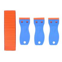 103Pcs Razor Blade Scraper Tool Decal Sticker Paint Remover for Auto Window Glass with Handle blue