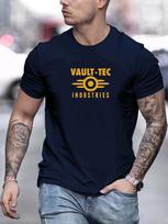 Vault Tec Industries Men's Cotton T-shirt -100% Cotton Basic Casual Round Neck T-shirt, Summer Casual Outdoor Activity Top 3XL gray