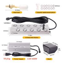 10 Head Greenhouse Hydroponics Fogger With LED Lights Ultrasonic Mist Maker Household Stainless Steel Air Humidifier black