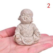 Cute Little Monk Statue Sandstone Adorable Chinese Buddha Statuettes Lovely Figurine For Home Decor Creative Gift Coffee white