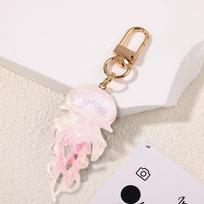 Ocean Series Style Color Jellyfish Keychain Resin Epoxy Bag Pendant white