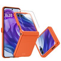 for Motorola Razr 50 Ultra 2024 With Hinge Protection,Screen Protector,Full-Body Rugged Anti-Scratch Shockproof Phone Case-Black oranžinė