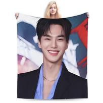 Song Kang Korean Pop  Blanket  Travel Office Flannel Bedding Throws For Couch Chair Super Soft Quality Bedspread Fans Gift 75x90cm black