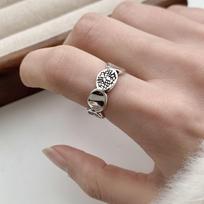 Women's Geometric Irregular Slice Ring: INS Style Adjustable Open Design for Unique Index Finger Wear Adjustable gray