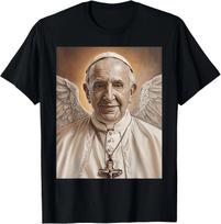 Pope Francis Angel Vatican Catholic Christian T-Shirt , Unisex Tee XS gray