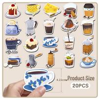 20-Piece Original Coffee-Themed Soft Magnetic Refrigerator Magnets - Waterproof Decorations for Drinks, Food, and Desserts. white