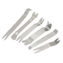 6pcs Car Trim Removal Tool Kit Stainless Steel Solid Rustproof Universal Clip Pry Tools for Door Window Audio white