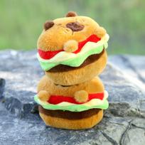 Kawaii Capibara Hamburg Plush Keychain Kapibara Cute Bag Pendant Soft Capybara Burger Stuffed Doll Gift Plush Backpack Charm beige