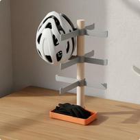 Helmet and Glasses Organizer Space Saving Biking Stand MultiCompartment Bike Eyewear Holder gray