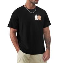 Love kiss from DuDu Bear to BuBu Panda TShirt Casual Pattern Print Tee Shirt M black