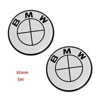 Car Full White Logo Front Hood Emblem 82mm+Rear Badge 74mm+Wheel Hub Cap 68mm/56mm+steering NFYES wheel sticker 45mm For All BMW